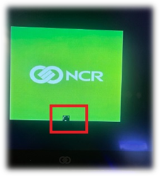 A screen shot of a green square with a white logo